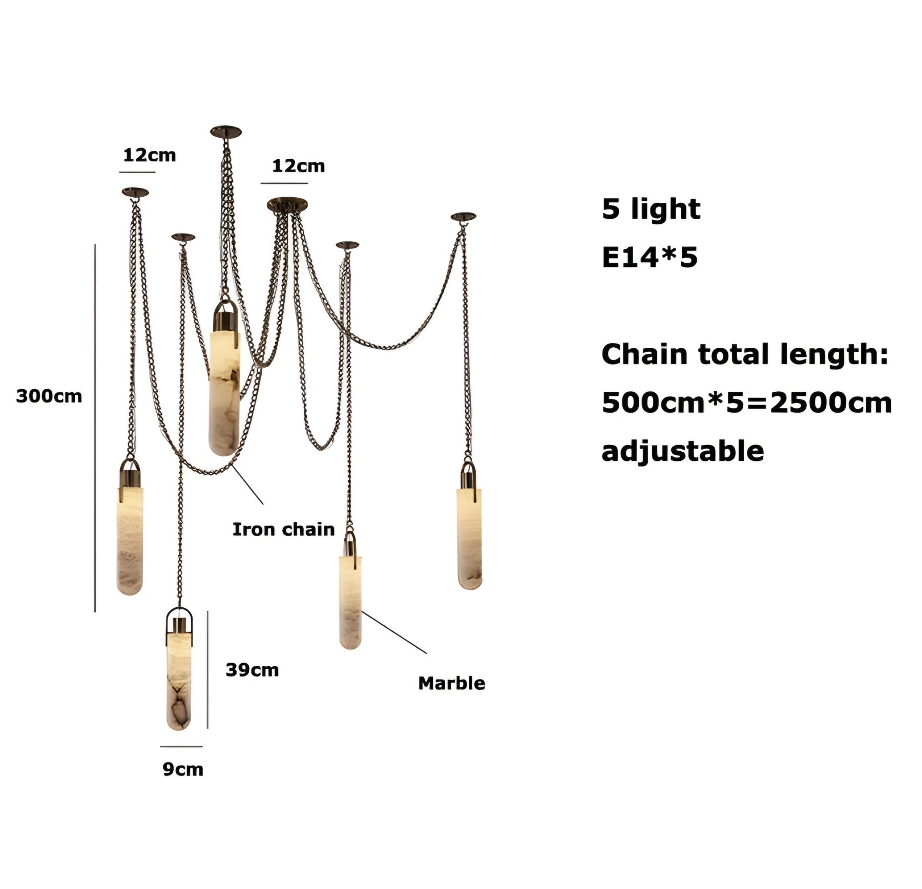 MAEBLE LED HANGING LAMP - GOLD CHANDELIER