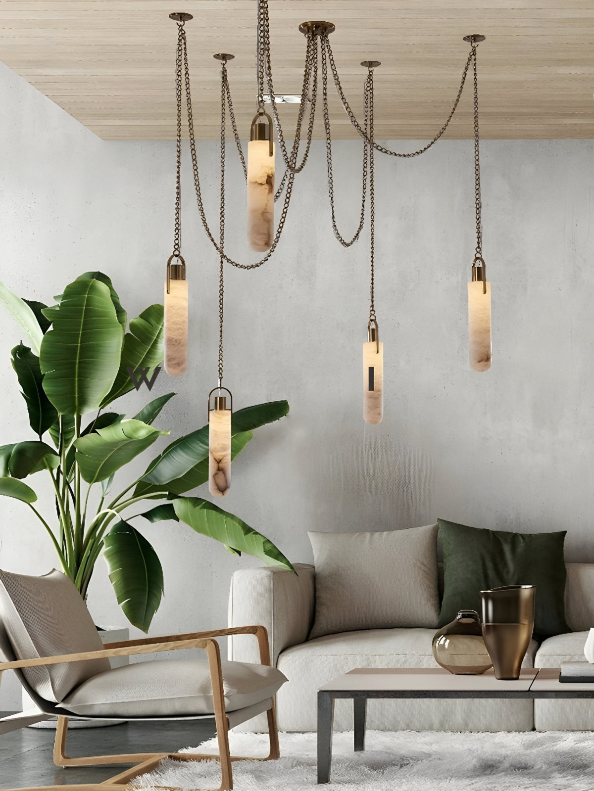 MAEBLE LED HANGING LAMP - GOLD CHANDELIER