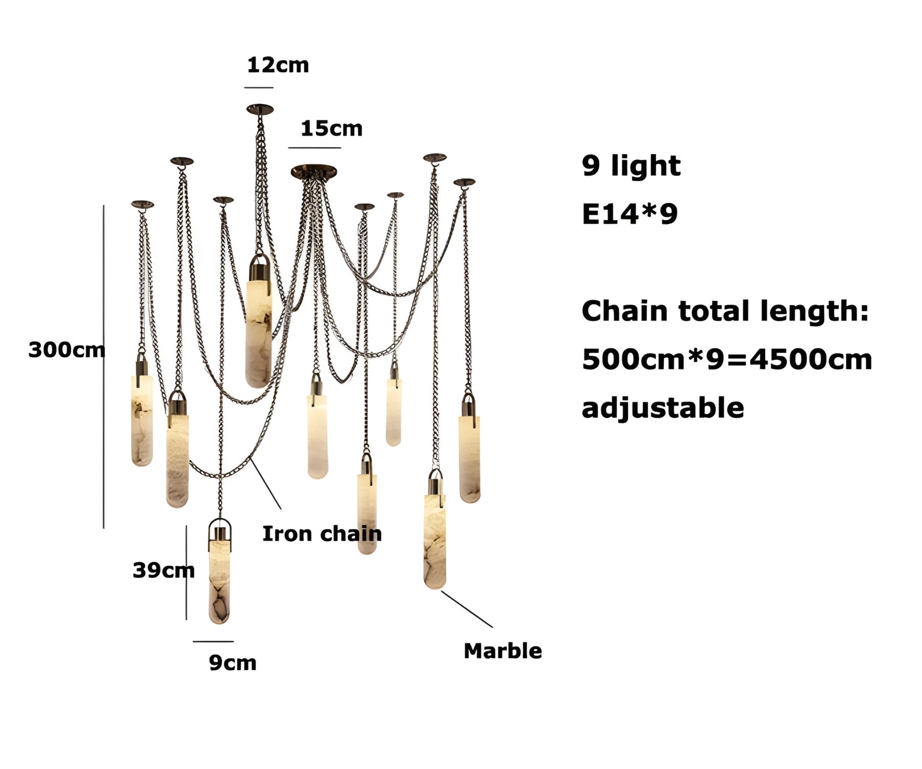 MAEBLE LED HANGING LAMP - GOLD CHANDELIER