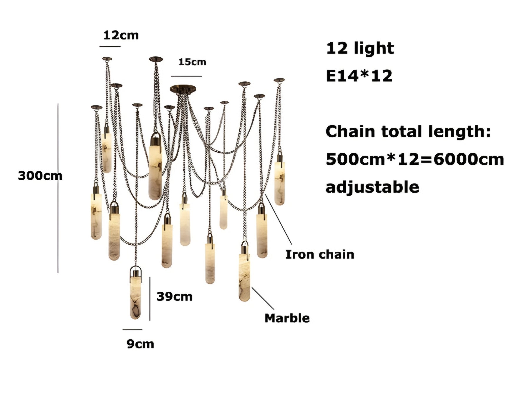 MAEBLE LED HANGING LAMP - GOLD CHANDELIER