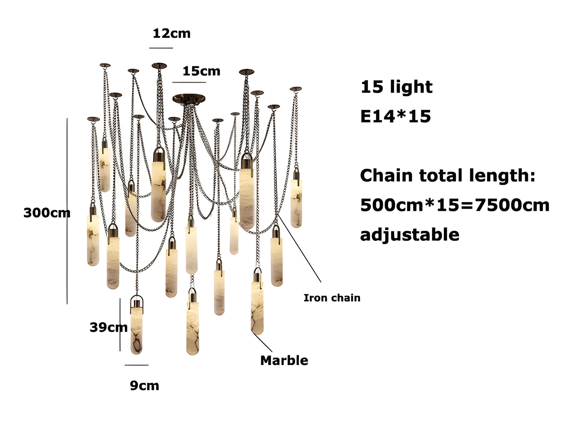 MAEBLE LED HANGING LAMP - GOLD CHANDELIER