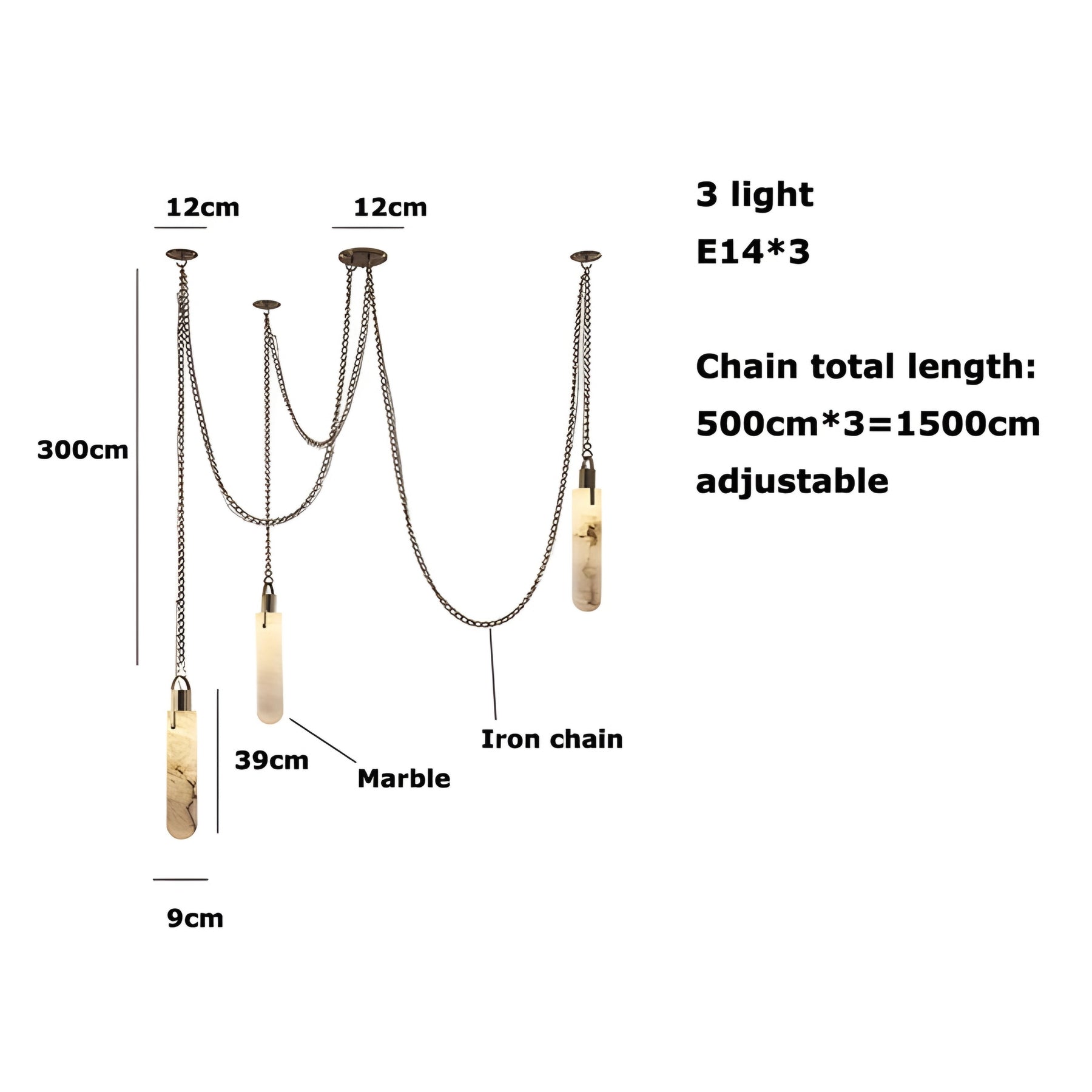 MAEBLE LED HANGING LAMP - GOLD CHANDELIER